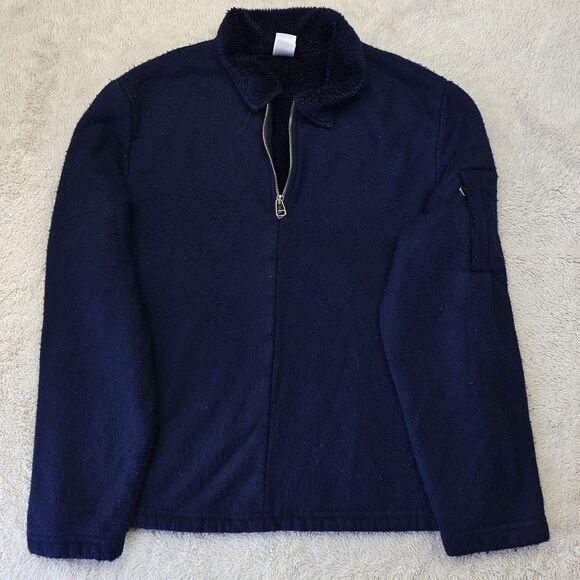 Armani Exchange Sweater Men's L Navy Blue Quarter Zip Sherpa Lined Heavyweight - Picture 1 of 8